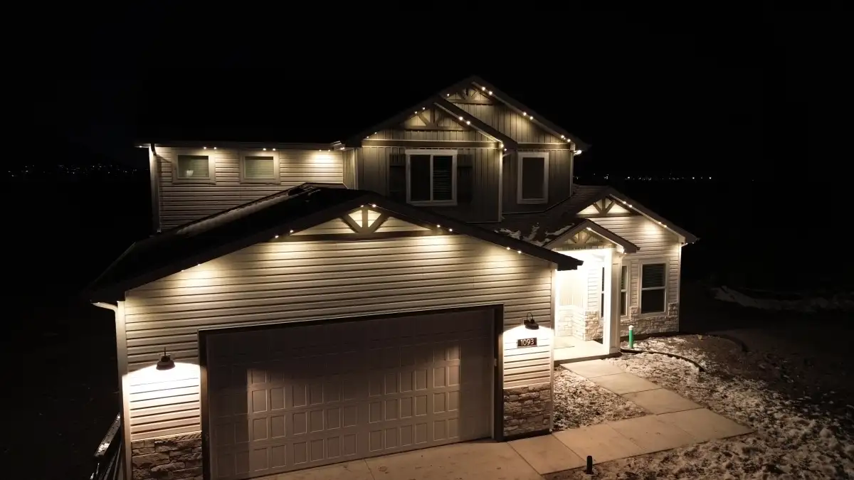 Permanent outdoor lighting on a home in the Midlands SC