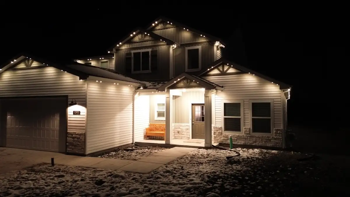 Permanent lighting system installed on fascia board