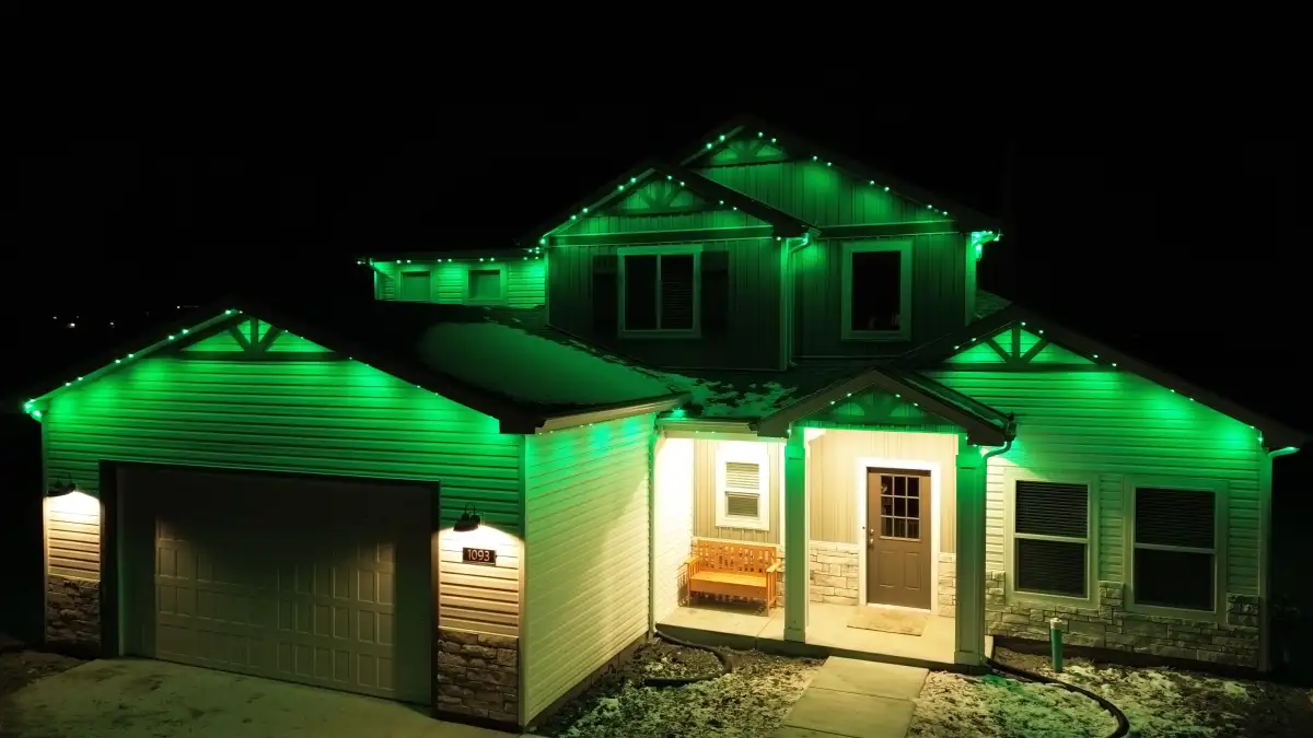 Festive outdoor lighting on a South Carolina home