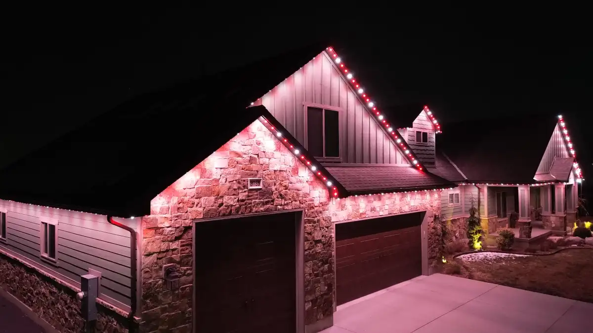 Christmas lighting installation in the Midlands region