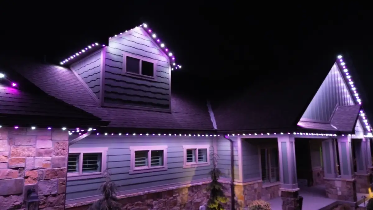 Holiday colors on a permanent lighting system