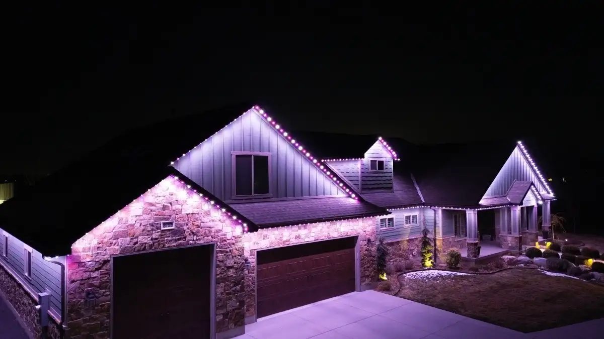 Festive lighting display in Camden SC neighborhood